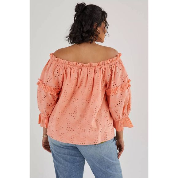 Anthropologie Jane Eyelet Lace Off-The-Shoulder Blouse Size 10 A37 - Picture 7 of 11